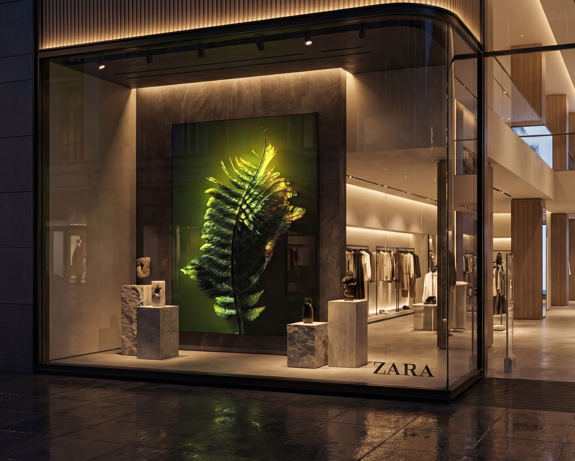 Birth artwork displayed in a minimalist modern living room setting.